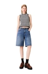 Maje Denim Bermuda Shorts In Blue