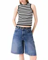 Maje Denim Bermuda Shorts In Blue In Black