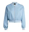 Maje Cropped Denim Bomber Jacket In Blue