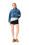 Maje Womens Blue Collared Elasticated-hem Denim Bomber Jacket In Blue