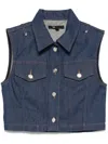 Maje Denim Cropped Jacket In Blue