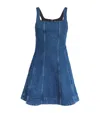 Maje Denim Flared Mini Dress In Blue
