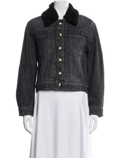 Pre-owned Maje Denim Jacket In Gray