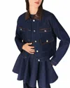 Maje Denim Jacket With Faux Leather In Blue
