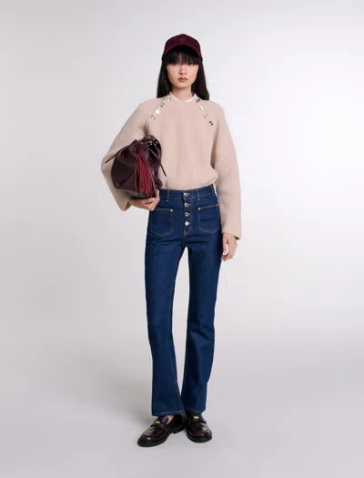 Maje Denim Jeans With Pockets In Dark Blue