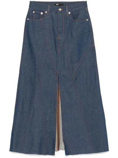 Maje Denim Midi Skirt In Blue