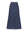 Maje Denim Midi Skirt In Blue