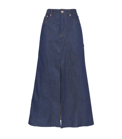 Maje Denim Midi Skirt In Blue