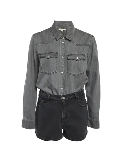 Pre-owned Maje Denim Playsuit In Gray