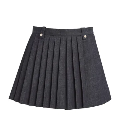 Maje Denim Pleated Skort In Black