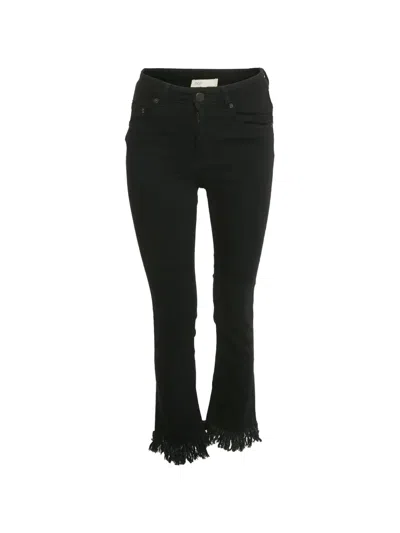 Pre-owned Maje Denim Raw-edges Trousers In Black