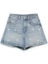 Maje Embellished Wide-leg Denim Shorts In Blue