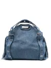 Maje Denim Shoulder Bag In Blue
