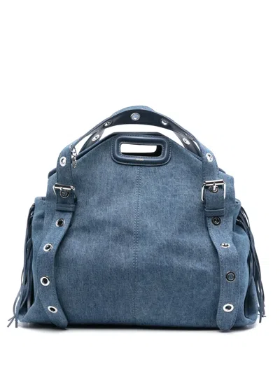 Maje Denim Shoulder Bag In Blue
