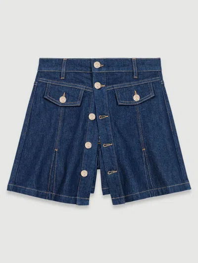 Maje Denim Skort In Dark Blue