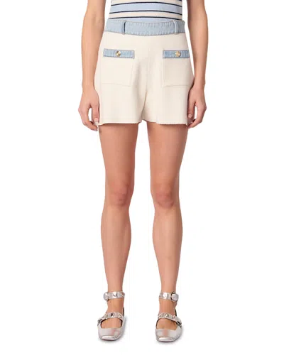 MAJE DENIM TRIM KNITTED SHORTS