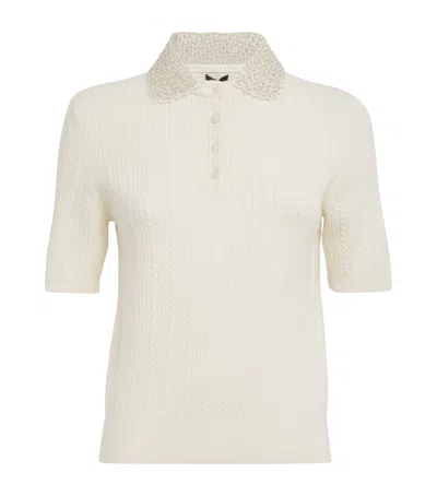 Maje Detachable-collar Polo Sweater In Ecru