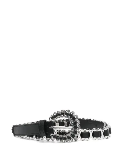 Maje Diamanté-buckle Belt In Black