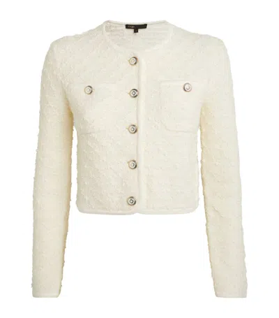 Maje Diamond-pattern Cardigan In White