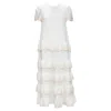 Maje Dip Dye Ruffle Tie Midi Dress In White