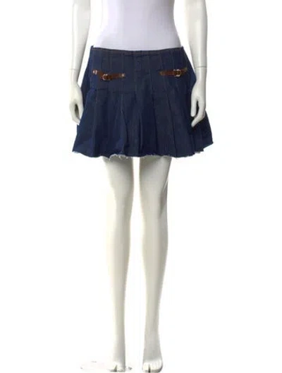 Pre-owned Maje Distressed Accents Mini Skirt In Blue