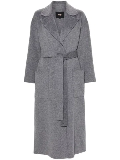 Maje Double-breasted Coat In Grey