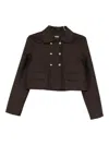 Maje Womens Brown Short Double-breasted Stretch Wool-blend Jacket In Brown