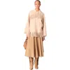 Maje Double-breasted Fringed Coat In Beige