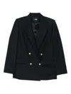Maje Double-breasted Gold-button Blazer In Black