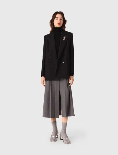 Maje Double-breasted Jacket In Black