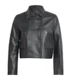 Maje Vaban Double-breasted Leather Blazer In Black
