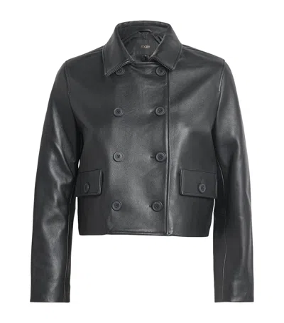 MAJE DOUBLE-BREASTED LEATHER JACKET