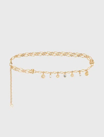 Maje Double Chain Belt With Charms In Gold