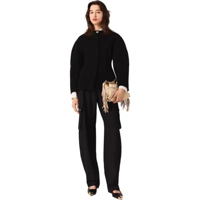 Maje Double-faced Coat In Black
