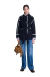 Maje Gicolori Coat In Navy/white