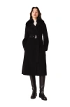 Maje Double-faced Coat With Removable Collar In Black