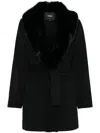 Maje Double-faced Midi Coat In Black