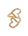 Maje Double Gold-plated Heart Ring In Gold