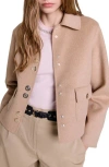 Maje Double-sided Jacket In Camel