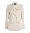 Maje Double-breasted Blazer In Beige