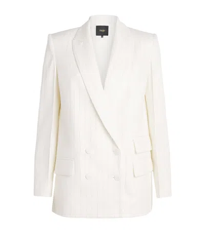 Maje Double-breasted Blazer In White
