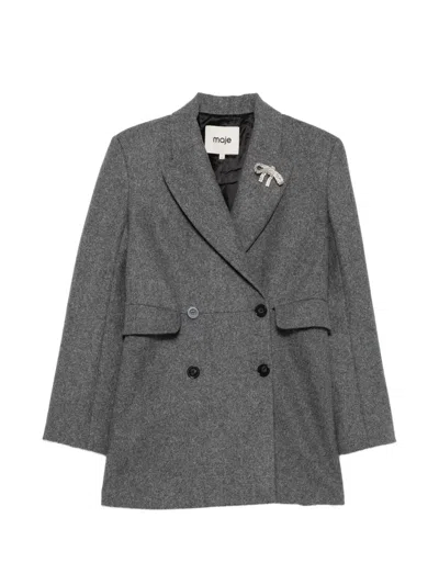 Maje Blazer Mit Kristallen In Grau