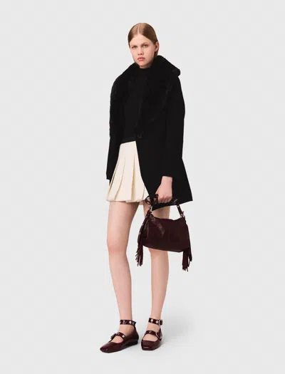 Maje Double-faced Mid-length Coat In Black