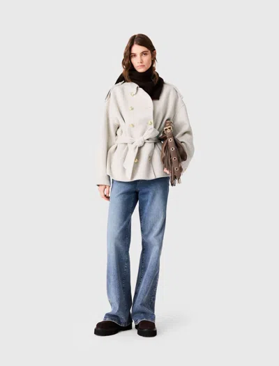 Maje Double-faced Mid-length Coat In Animal Print