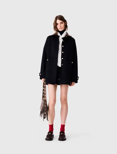 Maje Double-faced Mid-length Coat In Animal Print