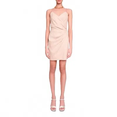 Maje Draped Mini Dress In Beige In Brown