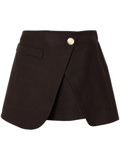 Maje Draped-panel Shorts In Brown