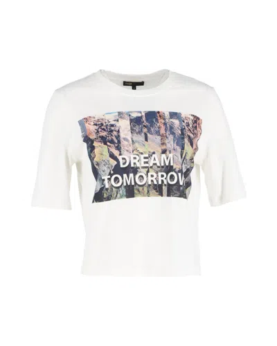 Maje 'dream Tomorrow' Graphic T-shirt In White Cotton