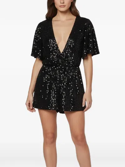 Pre-owned Maje Dream Tomorrow Sequin-embellished Playsuit In Black