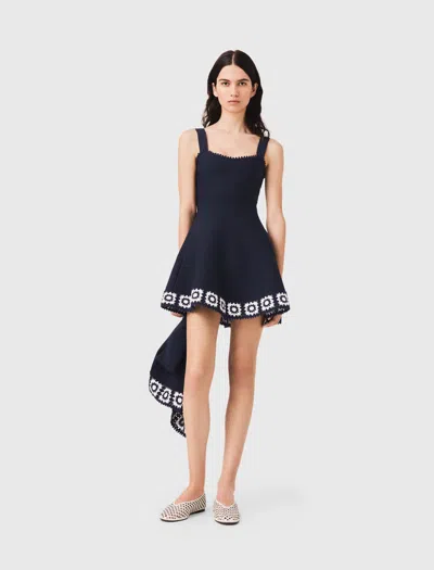 Maje Dress With Crochet Panels In Blue